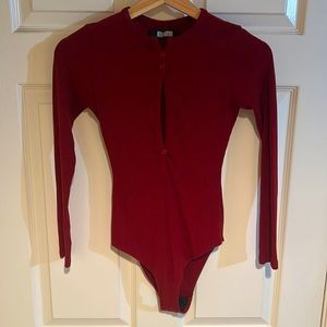 Reformation slim fit deep v- neckline bodysuit